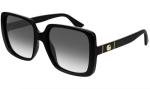 Gucci Casual Round Sunglasses, Black-Black-Grey, 56