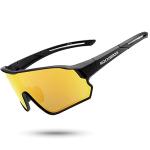 ROCKBROS Polarized Sunglasses for Men Women UV Protection Cycling Sunglasses (Black)