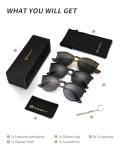 SUNGAIT 3 pack Premium Vintage Round Sunglasses for Women Men Classic Retro Trendy Style SGT567SHQH-SHSHPG-HPQH-6