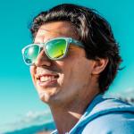 goodr Sunbathing with Wizards Polarized Sunglasses, Medium Sized (OG), Light Blue Translucent Frames with Gold Mirrored Reflective Lenses, UV400 Protection, No Slip, No Bounce