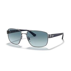 Ray-Ban RB3663 004/3M 60MM Gunmetal/Crystal Lens Blue Gradient Grey Rectangular Sunglasses for Men +BUNDLE with ACCESSORY EYEWEAR KIT