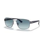 Ray-Ban RB3663 004/3M 60MM Gunmetal/Crystal Lens Blue Gradient Grey Rectangular Sunglasses for Men +BUNDLE with ACCESSORY EYEWEAR KIT