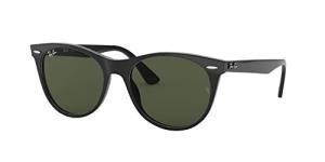 Ray-Ban Unisex RB2185 Wayfarer II Round Sunglasses, Black/G-15 Green, 55 mm