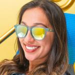 goodr Sunbathing with Wizards Polarized Sunglasses, Medium Sized (OG), Light Blue Translucent Frames with Gold Mirrored Reflective Lenses, UV400 Protection, No Slip, No Bounce