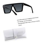 LYZOIT Square Oversized Sunglasses for Women Men Big Flat Top Fashion Shield Large UV Protection Rimless Shades Black Sun glasses