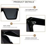 LYZOIT Square Oversized Sunglasses for Women Men Big Flat Top Fashion Shield Large UV Protection Rimless Shades Black Sun glasses