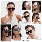 LYZOIT Square Oversized Sunglasses for Women Men Big Flat Top Fashion Shield Large UV Protection Rimless Shades Black Sun glasses