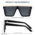 LYZOIT Square Oversized Sunglasses for Women Men Big Flat Top Fashion Shield Large UV Protection Rimless Shades Black Sun glasses