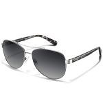 CARFIA Polarized Sunglasses for Women UV Protection Acetate Arms Silver Metal Frame Grey Gradient Lens CA3216