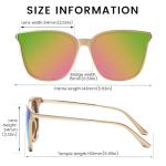 DUCO Oversized Polarized Sunglasses Womens Trendy Mirrored Shades Retro Round Vintage Light Weight UV400 Sun Glasses W016 (09- Gold Frame Green Colorful Lens)