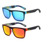 DUBERY Classic Polarized Sunglasses for Men Women Retro 100% UV Protection Driving Sun Glasses D731,2Pack(Black/Blue+Black&Red/Red)