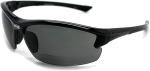 Renegade Patented Bifocal Polarized Reader Half Rim Men's Fishing Sunglasses 100%UV Protection - (Black Frame, Grey Lens - 613649, Bifocal +2.00)