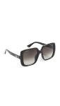 Gucci Women's Square Sunglasses, Black-Black-Grey, One Size