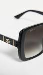 Gucci Women's Square Sunglasses, Black-Black-Grey, One Size