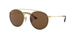 Ray-Ban Unisex RB3647N Double Bridge Round Sunglasses, Gold/Polarized B-15 Brown, 51 mm