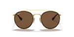Ray-Ban Unisex RB3647N Double Bridge Round Sunglasses, Gold/Polarized B-15 Brown, 51 mm