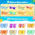 Kids Sunglasses Party Favors - Boys Girls Age 3-8 Birthday Goodie Bags Stuffers, Neon Sunglasses with UV 400 Protection for Kids Classroom Favors - 24 Packs