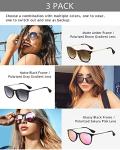 SUNGAIT 3 Pairs Premium Vintage Round Sunglasses for Women Men Classic Retro Trendy Style