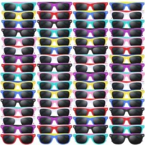 Oleitodh 64 Pack Kids Sunglasses Party Favors, Kid's Neon Sunglasses Bulk, Childrens Sunglasses Boys Girls Eyewear Pack for Goody Bag Fillers Summer Beach Pool Birthday Party Supplies