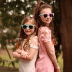 COASION Kids Sunglasses Age 4-12, 2 Pack Girls Boys Polarized TPEE Rubber Flexible Shades Glasses for Big Kids (Pink Green Frame/Grey Lens+Green Pink Frame/Grey Lens)