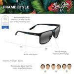 Maui Jim Men's Pailolo Polarized Rectangular Sunglasses Pure Collection, Black/Neutral Grey, Large