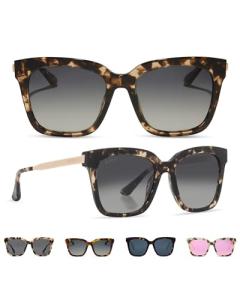 DIFF Bella Oversized Square Sunglasses for Women | Espresso Tortoise + Grey | 100% UV Polarized Protection