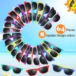 Oleitodh 64 Pack Kids Sunglasses Party Favors, Kid's Neon Sunglasses Bulk, Childrens Sunglasses Boys Girls Eyewear Pack for Goody Bag Fillers Summer Beach Pool Birthday Party Supplies