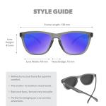 Knockaround Classics Polarized Sunglasses for Men & Women - Impact Resistant Lenses & Full UV400 Protection, Translucent Grey Frames/Blue Reflective Lenses
