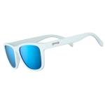 goodr Iced By Yetis Polarized Sunglasses, Medium Sized (OG), White Solid Frame with Blue Mirrored Reflective Lens, UV400 Protection, No Slip, No Bounce