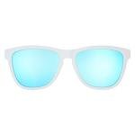 goodr Iced By Yetis Polarized Sunglasses, Medium Sized (OG), White Solid Frame with Blue Mirrored Reflective Lens, UV400 Protection, No Slip, No Bounce