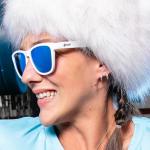 goodr Iced By Yetis Polarized Sunglasses, Medium Sized (OG), White Solid Frame with Blue Mirrored Reflective Lens, UV400 Protection, No Slip, No Bounce