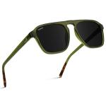 WearMe Pro Polarized Aviator One-Bridge Modern Square Mens Sunglasses (Emerald Green/Black Lens)