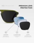 WearMe Pro Polarized Aviator One-Bridge Modern Square Mens Sunglasses (Emerald Green/Black Lens)
