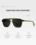 WearMe Pro Polarized Aviator One-Bridge Modern Square Mens Sunglasses (Emerald Green/Black Lens)