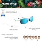 Maui Jim Men's and Women's Hema Polarized Rimless Sunglasses, Crystal Matte/Blue Hawaii, Large