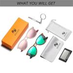 HJSTES Polarized Kids Sunglasses for Girls Boys, 100% UV Protection for Children Sun Glasses, 50MM(Pink Frame/Pink Mirrored+Leopard Frame/Green Mirrored)