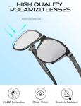 ATTCL Men's Retro Metal Frame Driving Polarized Sunglasses For Men/Women (Black-Silver, 8587)