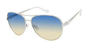 Jessica Simpson J5596 Classic Metal Aviator Pilot UV400 Protection-Glamorous Sunglasses for Women, 60mm, Silver & Aqua, 60 mm