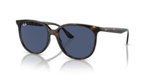 Ray-Ban Women's RB4378 Square Sunglasses, Havana/Dark Blue, 54 mm