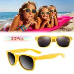 FEPITO 30 Pieces Party Sunglasses Bulk for Birthday Party supplies Treat Bag Fillers for Beach Pool Party Toys, Yellow