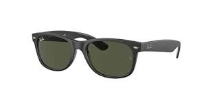 Ray-Ban RB2132 646231 55MM NEW WAYFARER Square Sunglasses For Men For Women +BUNDLE with ACCESSORY EYEWEAR KIT(Rubber Black on Black/Crystal Lens G-15 Green)+
