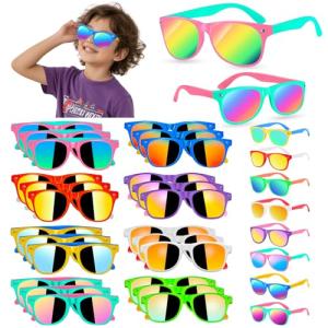 24Pack Kids Sunglasses Bulk Party Favors for Kids 4-8 Neon Toddler Sunglasses Goodie Bag Stuffer Summer UV400 Protection Classroom Prizes Outdoor Pool Birthday Party Supplier Class Prizes Box Gifts