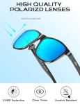 ATTCL Polarized Sunglasses Men for Driving: UV400 Protection Lightweight AL-MG Metal Rectangular Sun glasses Fishing Golf Hiking Travel 8587 black-blue