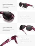 Wzerry Sunglasses Fit Over Glasses for Women, Retro Over Prescription Glasses Polarized UV 400 Protection with Rhinestone