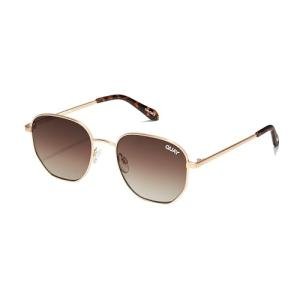 Quay - Sunglasses for Men & Women, Round Lenses with UV Protection (Big Time, Brushed Gold)