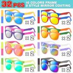 32 Pack Kids Sunglasses Bulk, Sunglasses Party Favors for kid, 16 Colors Neon Sunglasses with UV400 Protection, Gift for Birthday, Beach, School Prizes Goodie Bags Stuffers, Summer Pool Party Supplies