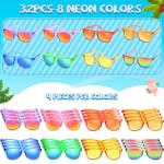 Kids Sunglasses Bulk Party Favors - 32 Packs Boys Girls Sunglasses for Kids Age 3-8 with UV 400 Protection, Neon Sunglasses for Kids Party