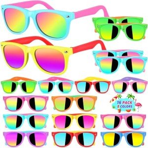 GIFTINBOX Kids Sunglasses Bulk Party Favors For Kids 3-5 4-8, 24Pack Neon Sunglasses For Kids Boys Girls with UV400 Protection, Pool Beach Party Favors Great Gift for Birthday Party