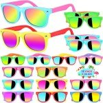 GIFTINBOX Kids Sunglasses Bulk Party Favors For Kids 3-5 4-8, 24Pack Neon Sunglasses For Kids Boys Girls with UV400 Protection, Pool Beach Party Favors Great Gift for Birthday Party