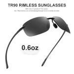 JIM HALO Polarized Sport Sunglasses for Men Women TR90 Rimless Frame for Running Fishing Cycling Driving Grey